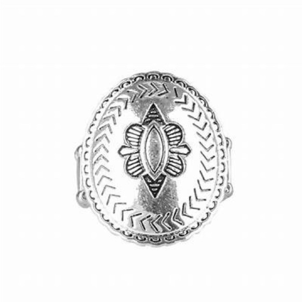 *Silver tribal print ring.